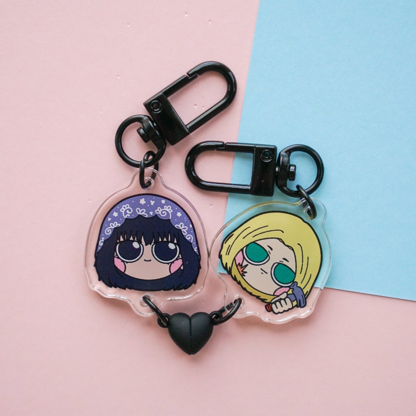 hammer - heart charm pair